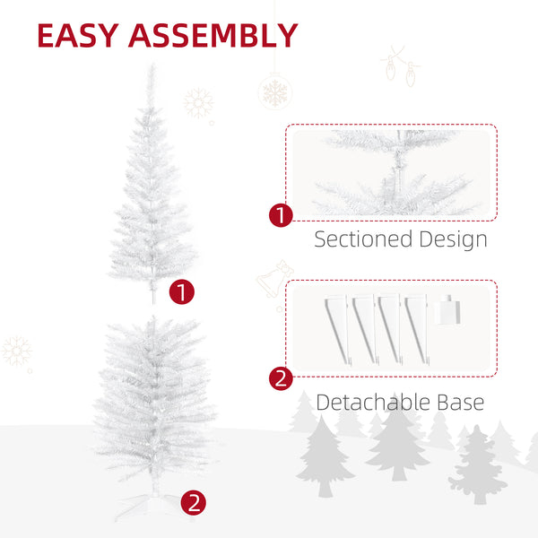 Sapin de Noël artificiel blanc de 5 pieds en forme de crayon