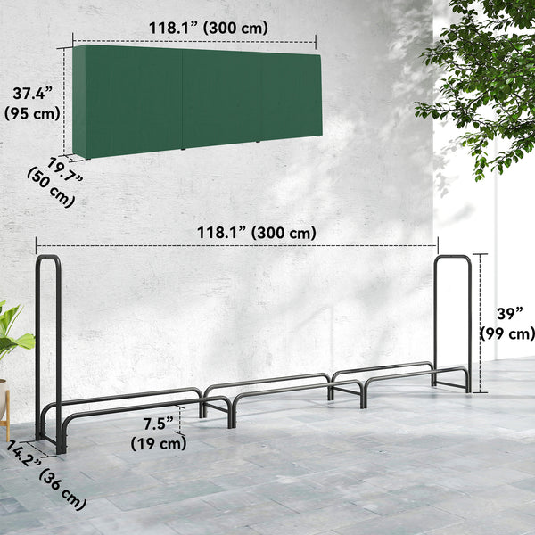 Support à bois de chauffage de 10 pi avec housse et capacité de 660 lb