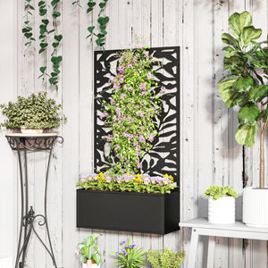 Raised planter with trellis, black 