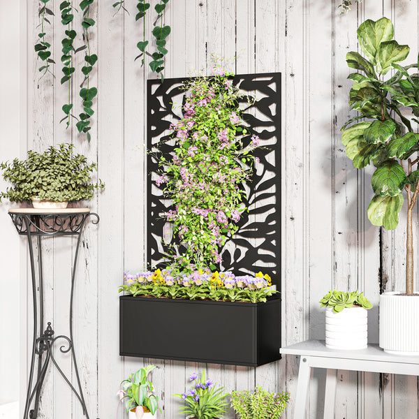 Raised planter with trellis, black 