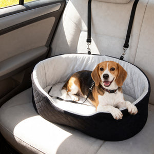 Siège auto pour chien avec coussin amovible et lavable, noir