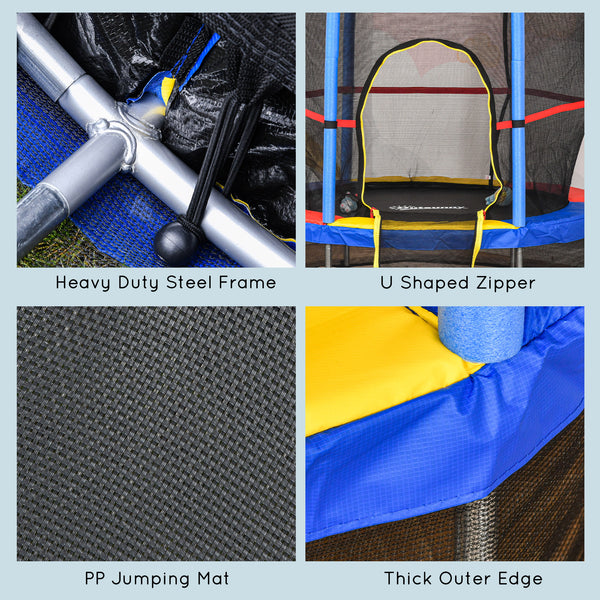 4.6-foot trampoline with safety net, multicoloured