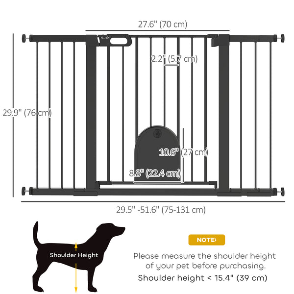 Extra-wide safety gate with small door, black