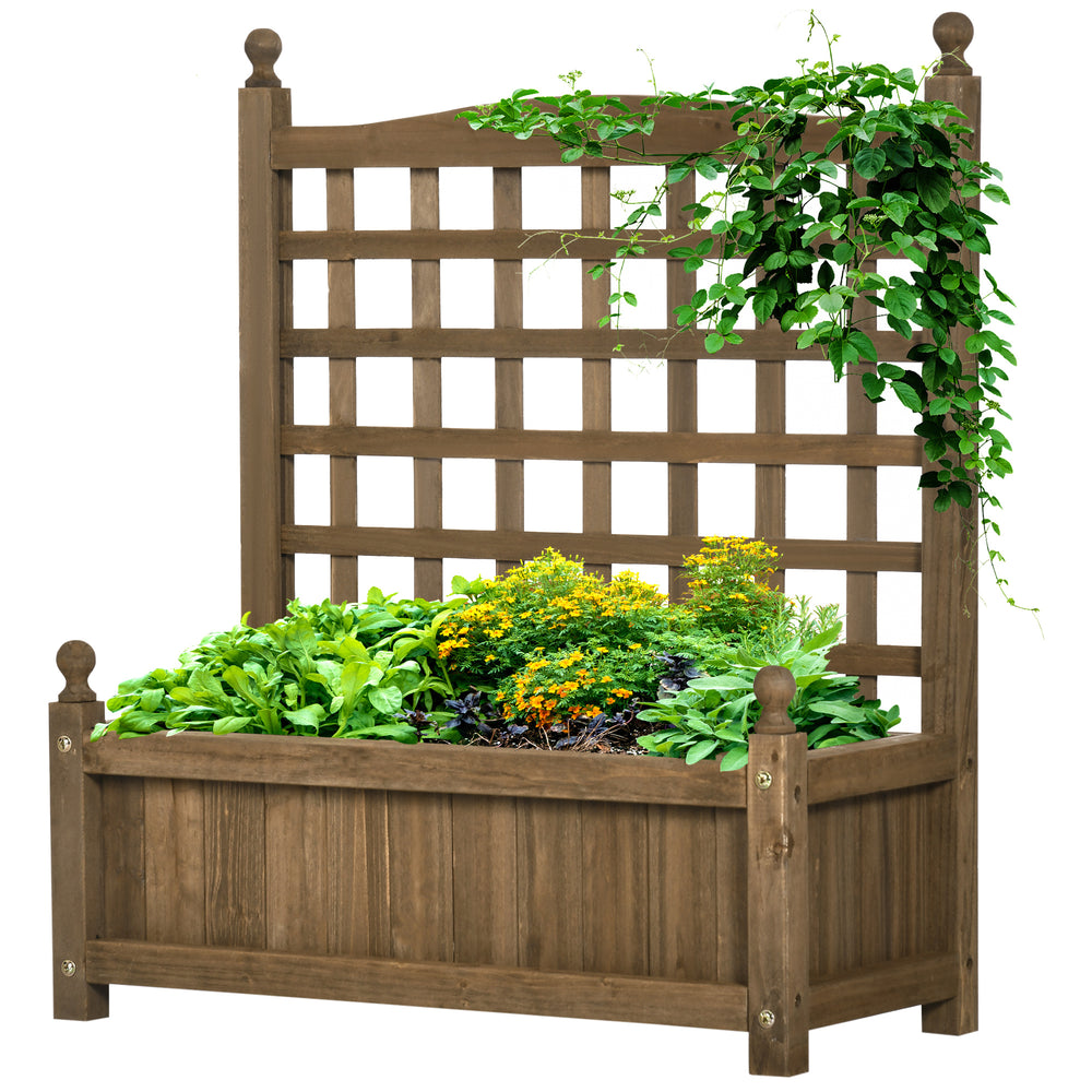 Planter with trellis for climbing plants, coffee color