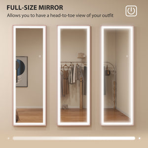 Miroir pleine longueur DEL 64 po avec éclairage réglable et cadre bicolore blanc et rose