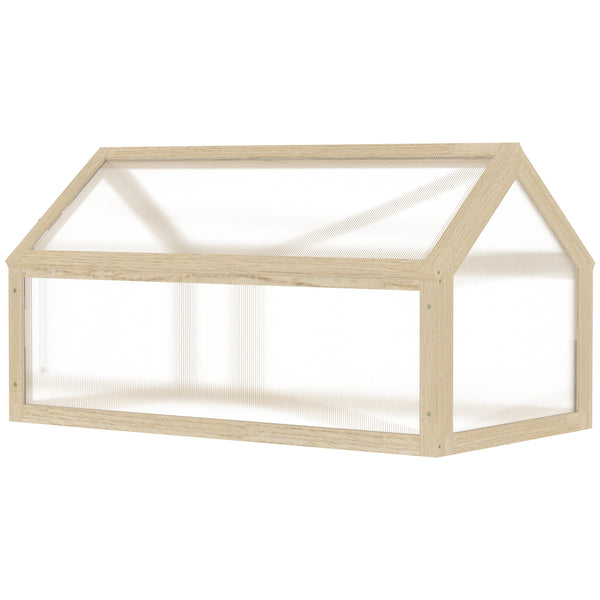 Serre de jardin surélevée portable en bois naturel avec couvercle ouvrant