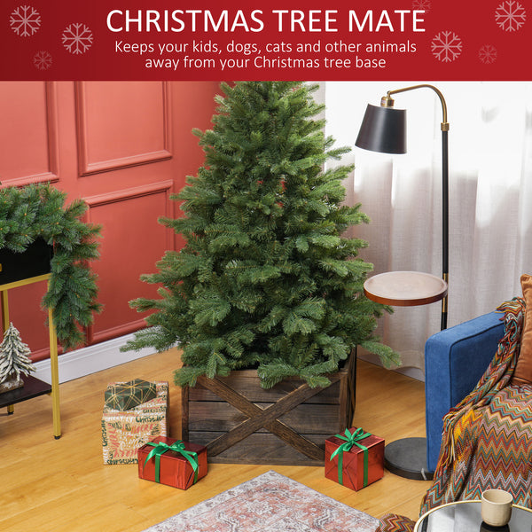 Cache-sommier de 61 cm pour sapin de Noël avec finition en bois vieilli foncé