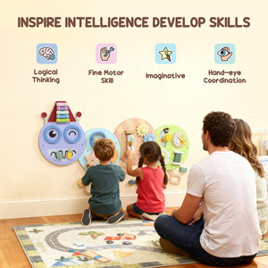 Mur sensoriel 7 en 1 en forme de chenille