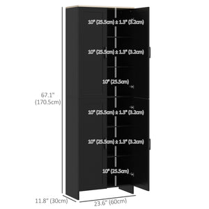 Armoire de cuisine 4 portes avec étagères réglables, noir