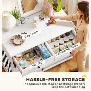 Meuble cage de 39 pouces avec 2 tiroirs, roulettes et porte coulissante