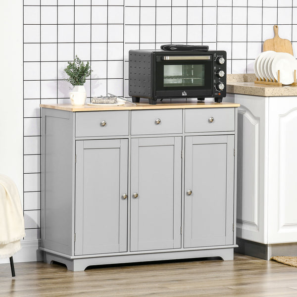 Buffet moderne avec placards, tiroirs et étagères réglables pour salon, gris
