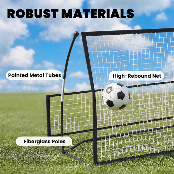 2-in-1 Portable Rebounder Net for Soccer & Baseball, Double-Sided, Foldable with Carry Bag.