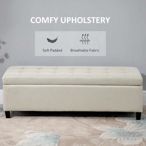 Banc d'entrée rectangulaire capitonné, beige