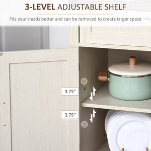 Farmhouse style kitchen sideboard with 2 rustic barn doors and one drawer, white