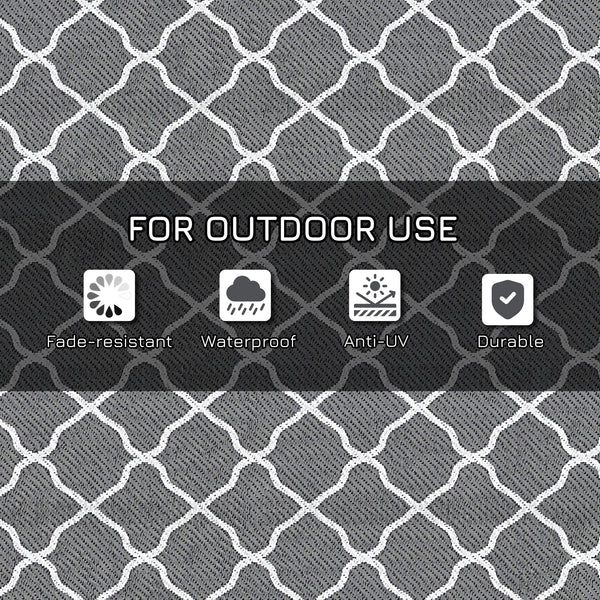 Tapis d'extérieur imperméable, gris et blanc