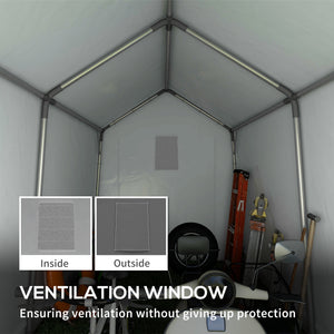 Portable garden shed with roll-up door, dark grey