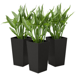 Set of 3 Tall Plant Stand, Outdoor &amp; Indoor Flower Pot Set for Front Door, Entryway, Patio and Deck, Black