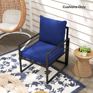 Coussins épais et profonds pour siège d'extérieur avec coussin de dossier, bleu foncé