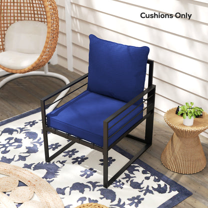 Coussins épais et profonds pour siège d'extérieur avec coussin de dossier, bleu foncé