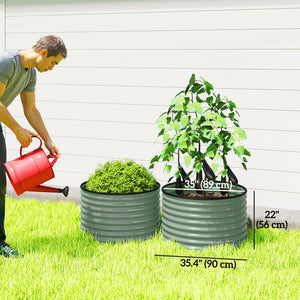 Ensemble de 2 bacs à jardin surélevés avec bordure de sécurité, vert