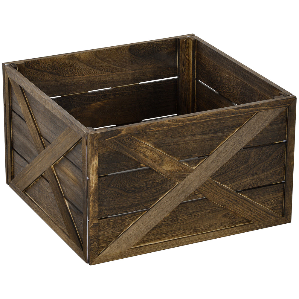 Cache-sommier de 61 cm pour sapin de Noël avec finition en bois vieilli foncé