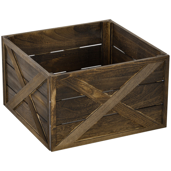 Cache-sommier de 61 cm pour sapin de Noël avec finition en bois vieilli foncé
