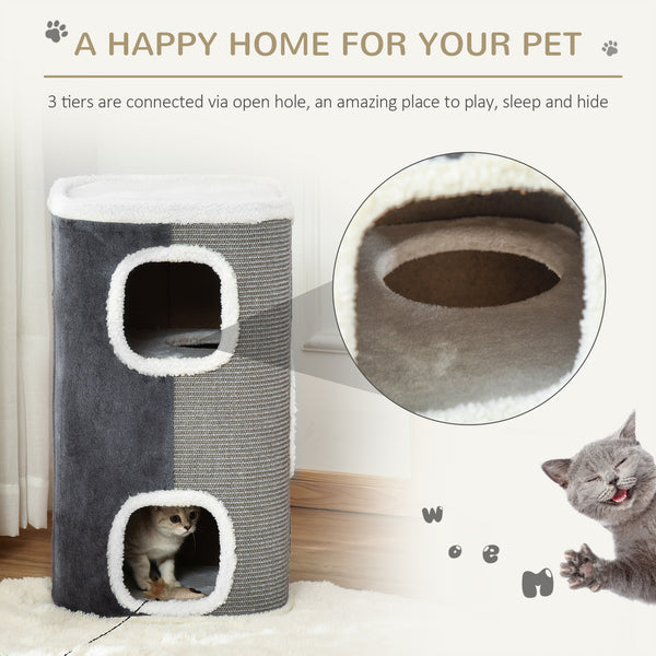 Maison pour chat à 4 étages avec surface à griffe et coussin amovible