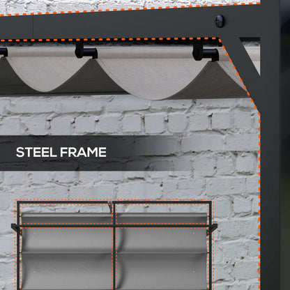 Pergola rétractable 10' x 10', abri de jardin, pour barbecue, patio, terrasse, gris foncé