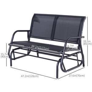 Banc à bascule double, structure en acier, assise en tissu résistant, couleur noire