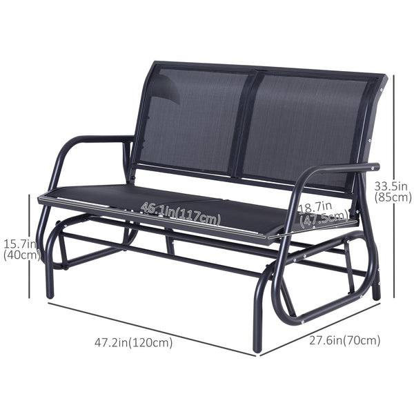 Banc à bascule double, structure en acier, assise en tissu résistant, couleur noire