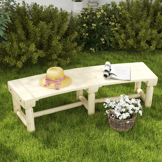 Banc d'extérieur en bois avec assise à lattes pour cour, naturel