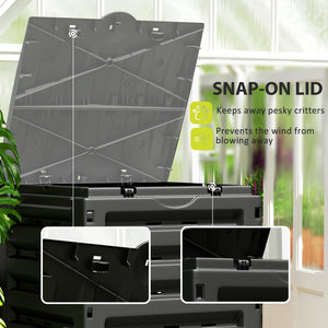 Composteur de jardin avec 80 aérations et 2 portes coulissantes, 450 L, jaune