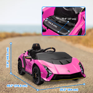 Voiture pour enfants 12V Lamborghini Autentica sous licence avec télécommande, rose