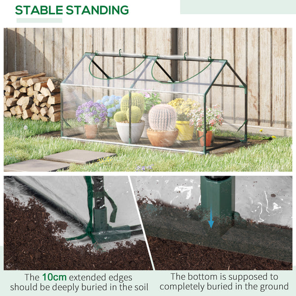 Portable mini tunnel greenhouse, transparent
