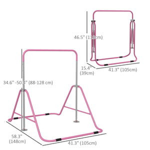 Barre de gymnastique pliable extensible à hauteur réglable, rose