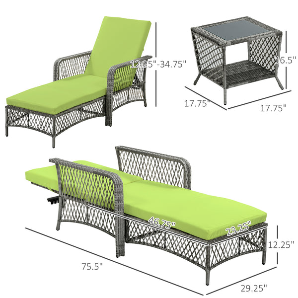 2-piece garden set in woven resin with cushions, green