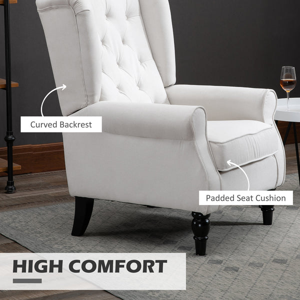 Fauteuil d'appoint capitonné à boutons, blanc