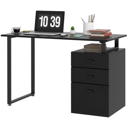 Bureau d'ordinateur moderne avec tiroirs de rangement, noir