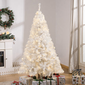 Sapin de Noël artificiel pré-éclairé de 6 pieds avec lumière LED blanc chaud