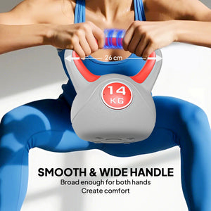 Kettlebell de 31 lb avec poignée large et base stable – Rouge et gris