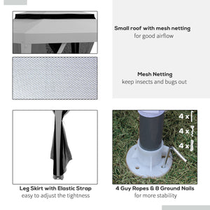Tente de réception 10 x 10 avec moustiquaire et toit à double niveau, gris clair