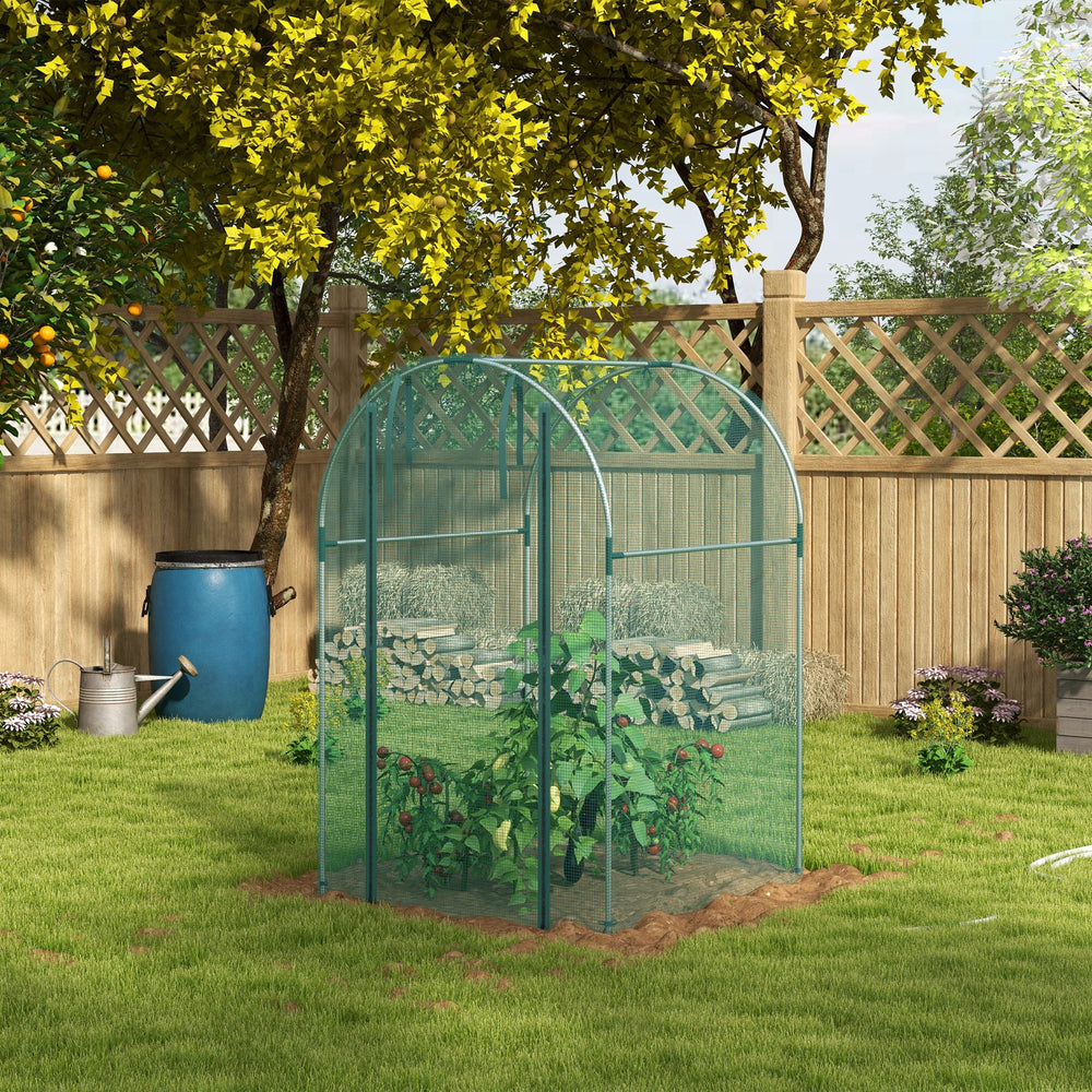 Galvanized steel plant protection cage with zippered door