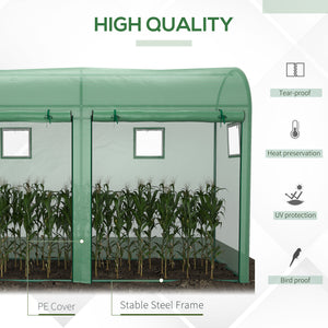 Green garden greenhouse with 2 doors and 4 windows