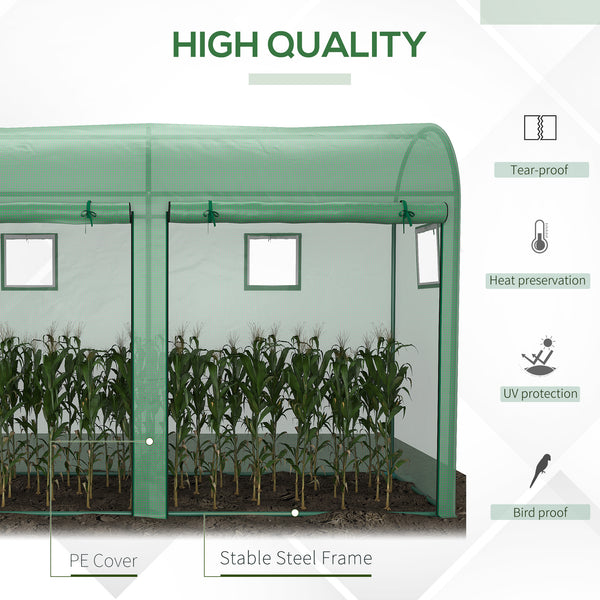 Green garden greenhouse with 2 doors and 4 windows