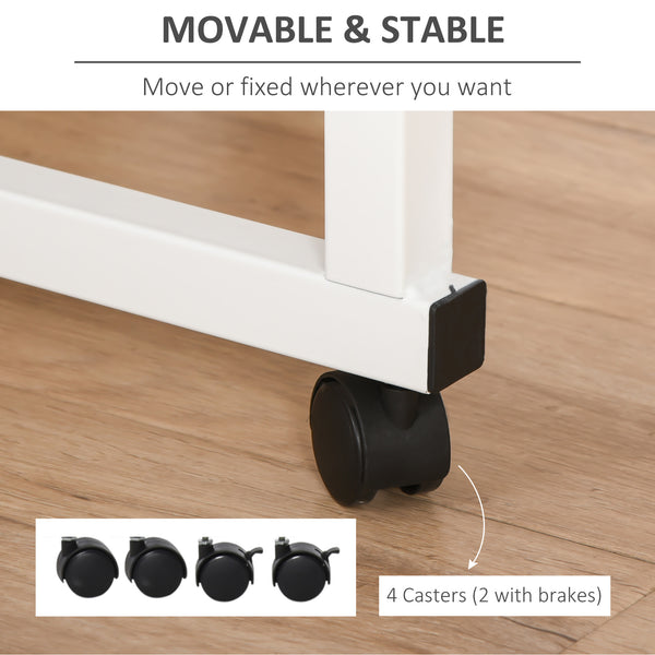 Bureau debout mobile à hauteur réglable avec roulettes, bois naturel