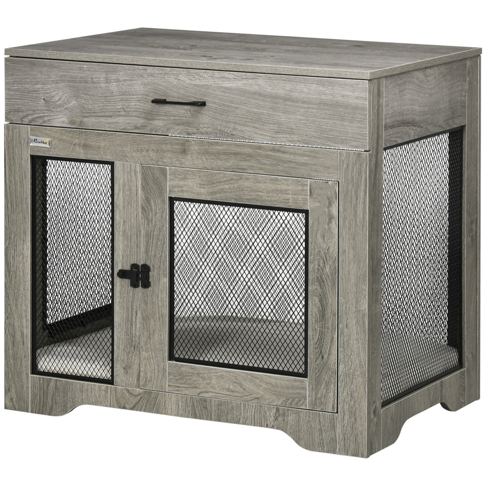 Furniture crate with cushion, 2 doors and storage, grey