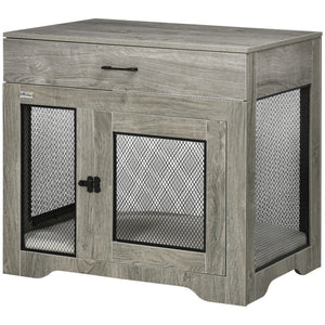 Meuble cage avec coussin, 2 portes et rangement, gris