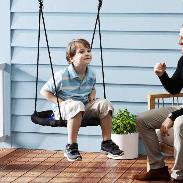 Balançoire de 61 cm pour enfants avec cordes de suspension réglables, bleu
