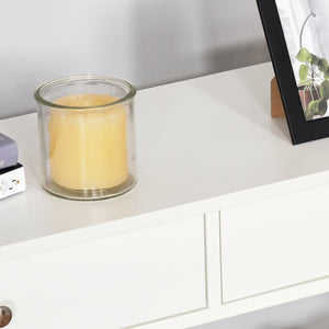 Console d'entrée étroite avec étagères de rangement, blanc