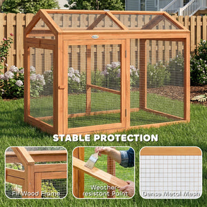 Wooden chicken coop with perch and double door